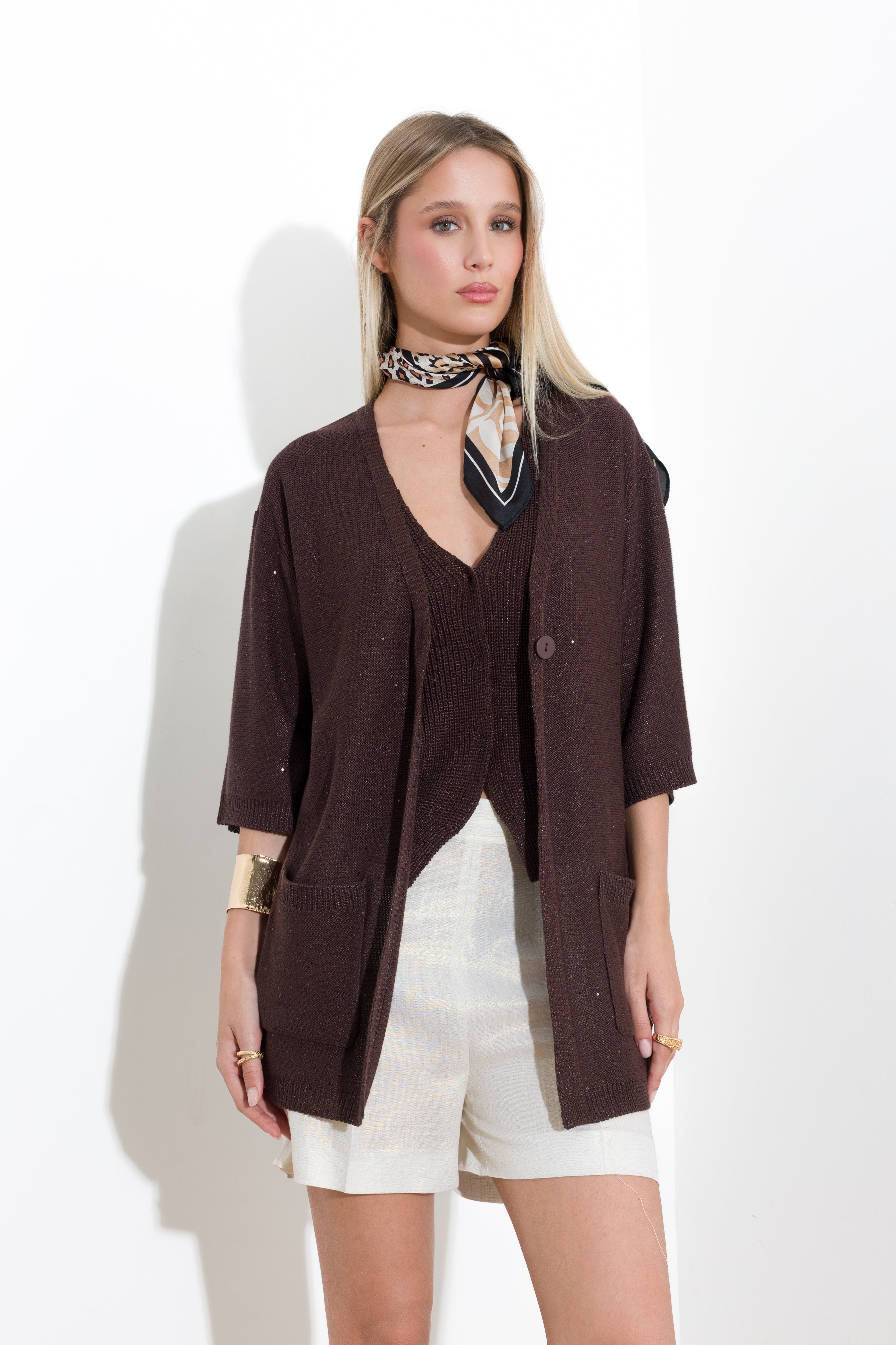 Cardigan con micro paillettes