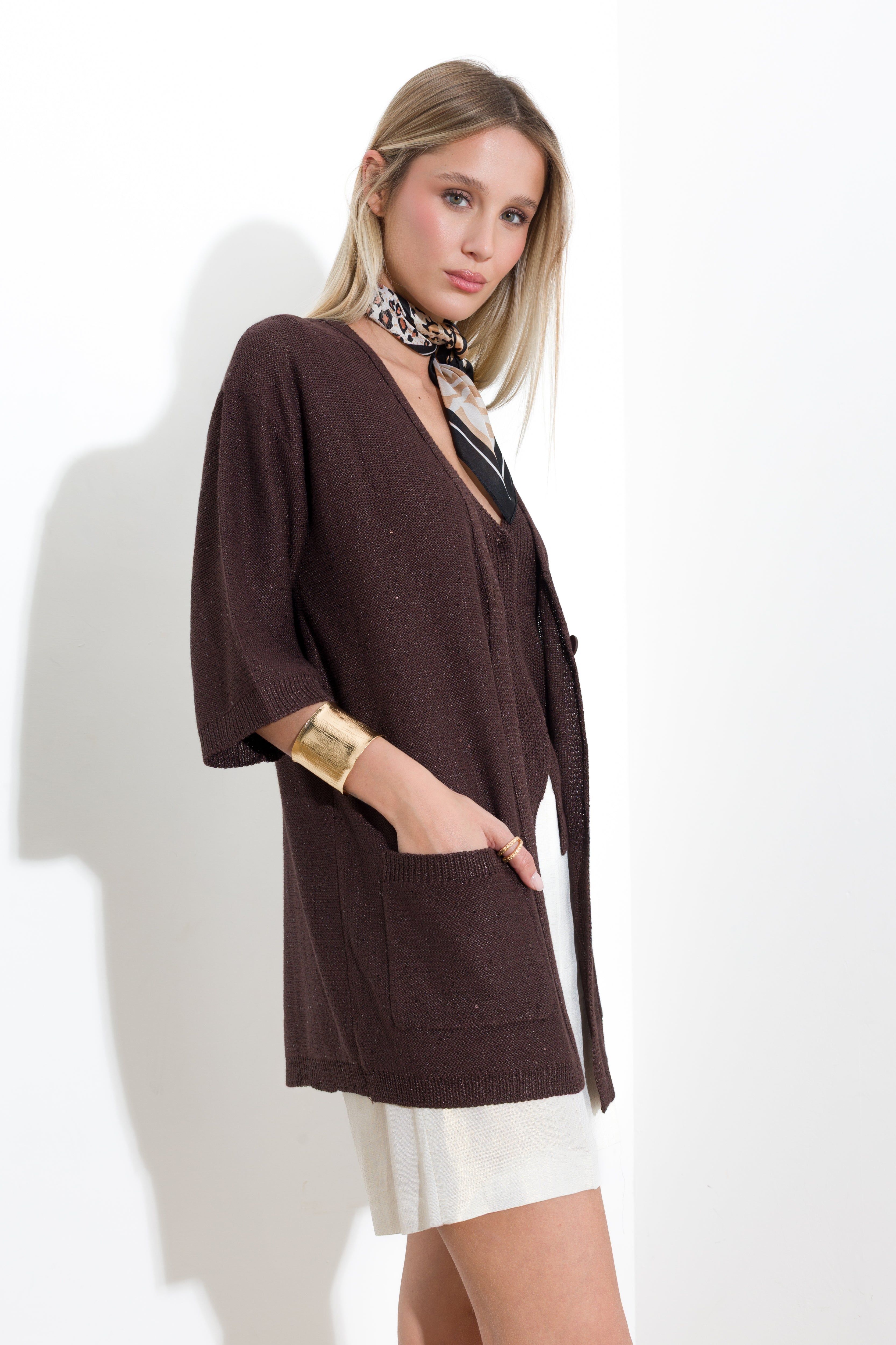 Cardigan con micro paillettes