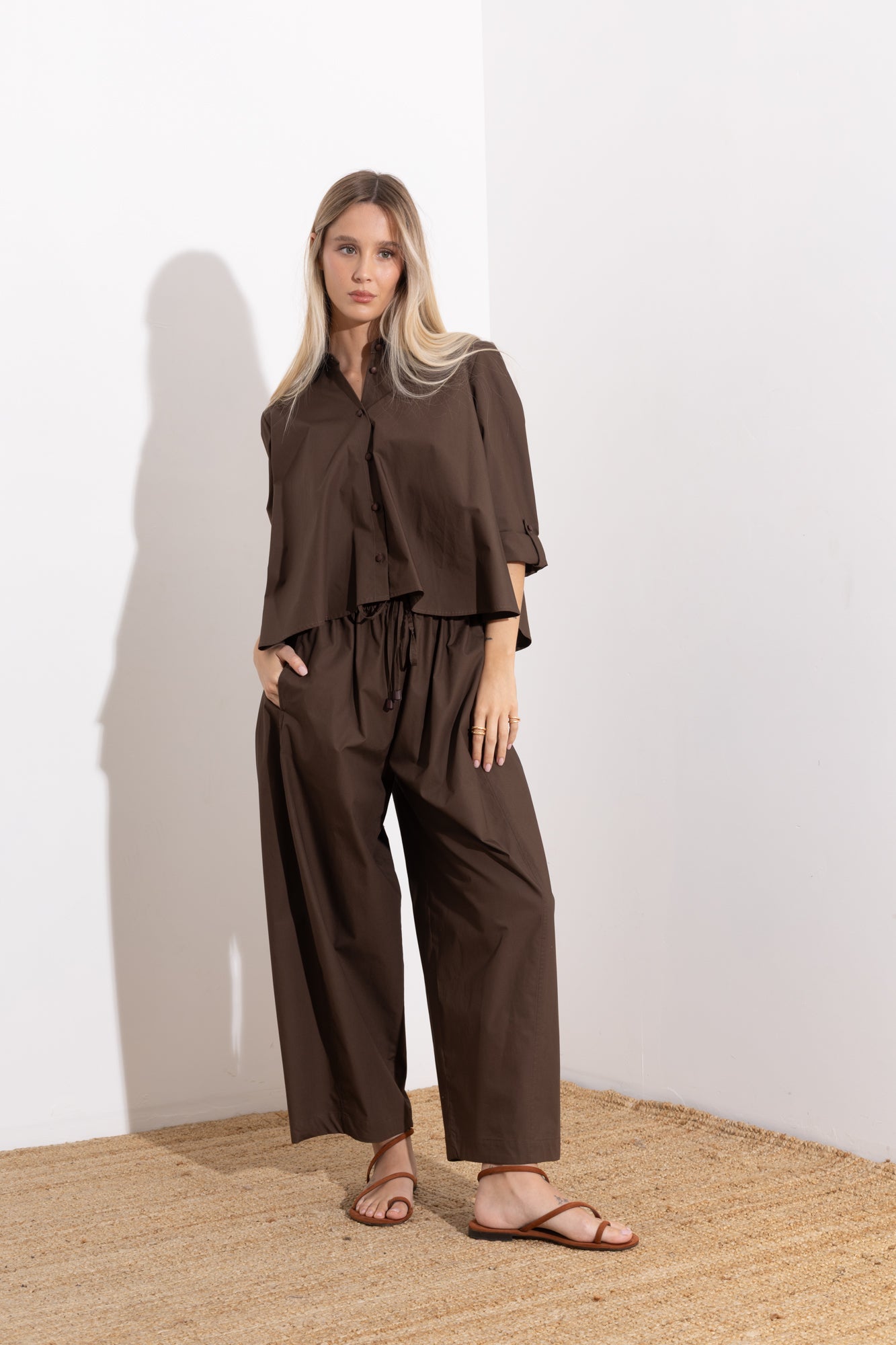 Pantalone over in cotone con coulisse