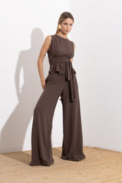 Pantalone palazzo in lino viscosa