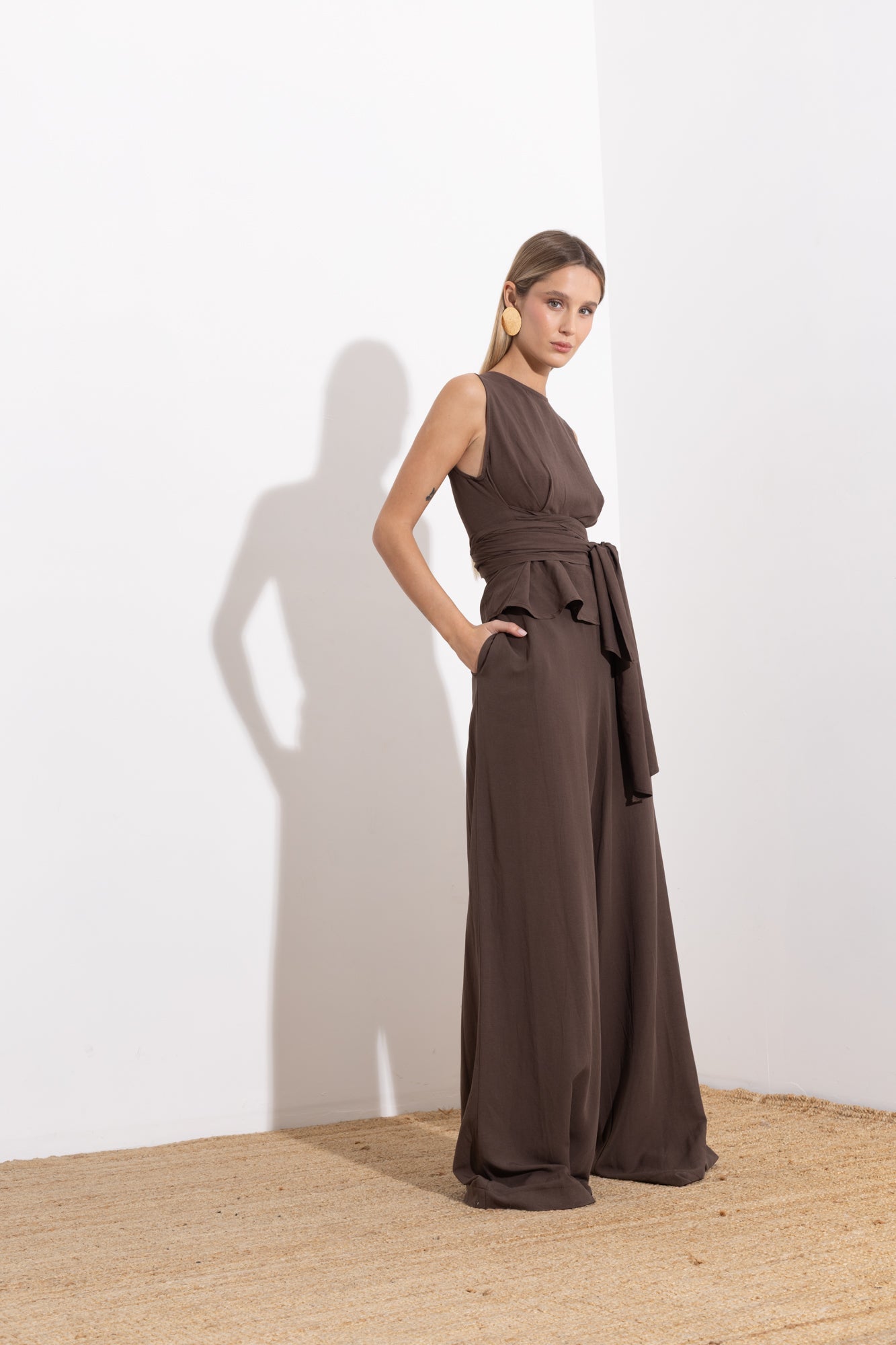 Pantalone palazzo in lino viscosa