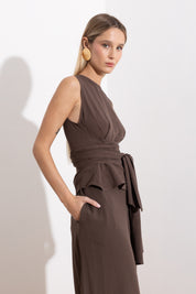 Top in lino e viscosa con fusciacca