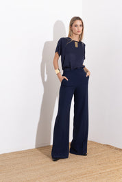 Diagonal fluid trousers