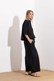 Oversized cotton trousers with drawstring