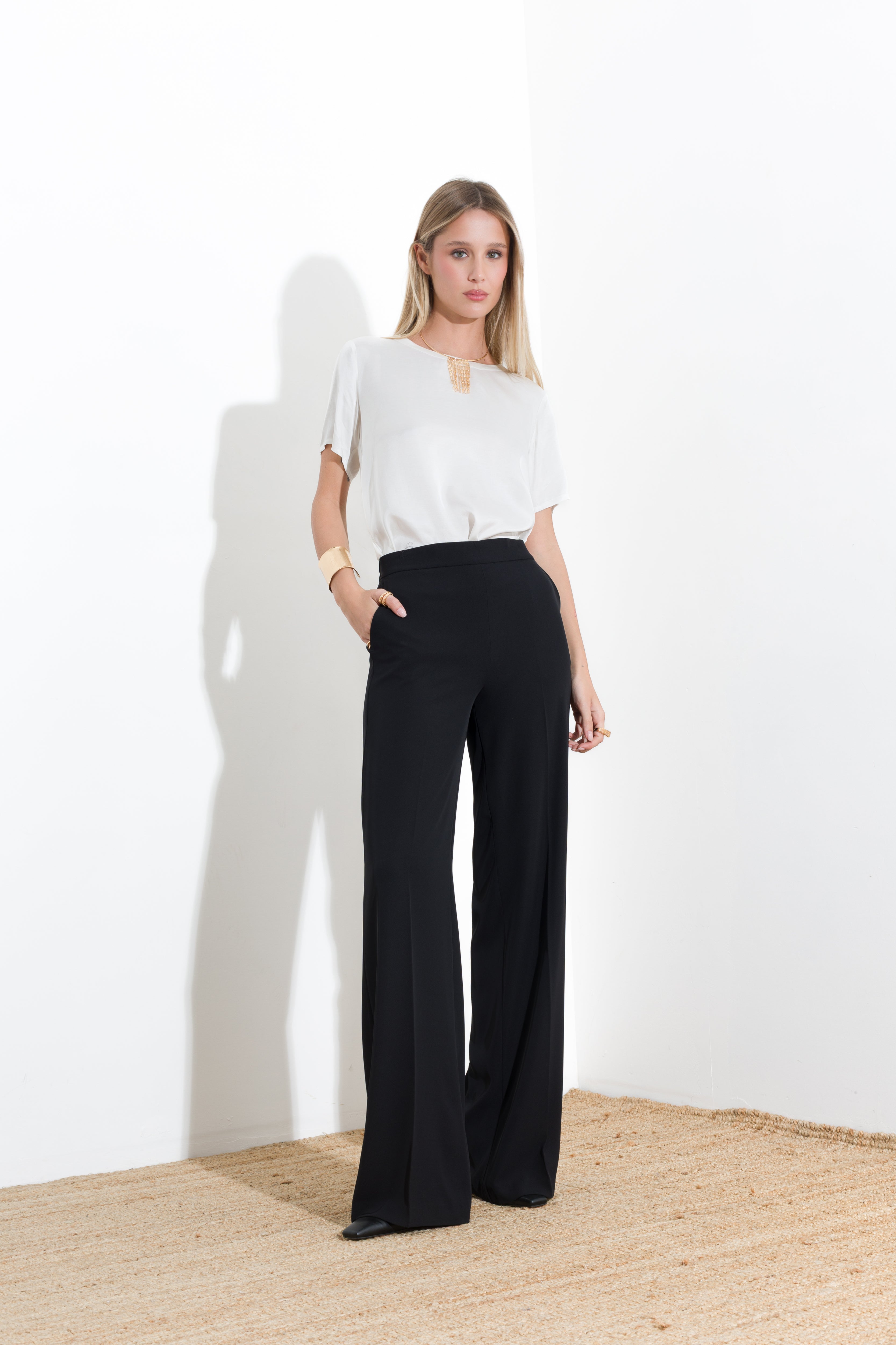 Pantalone in fluido diagonale