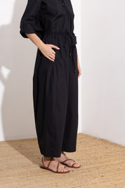 Oversized cotton trousers with drawstring