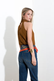 Top in nylon viscose creponne