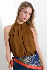 Top in nylon viscose creponne