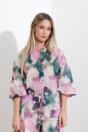 Camicia in mussola di cotone stampa fiore