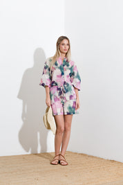 Camicia in mussola di cotone stampa fiore