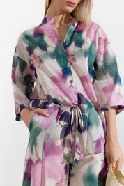 Camicia in mussola di cotone stampa fiore