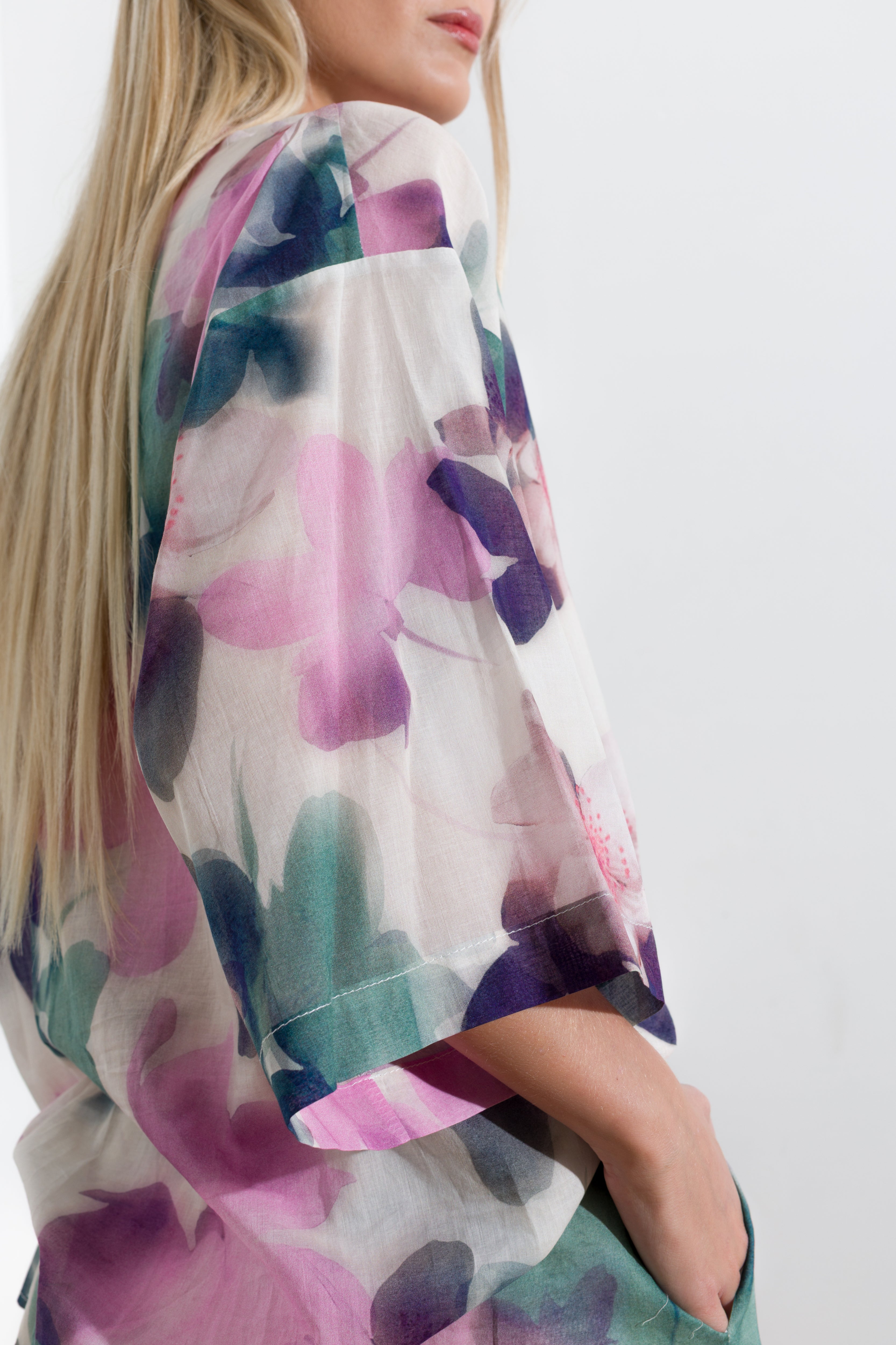 Camicia in mussola di cotone stampa fiore