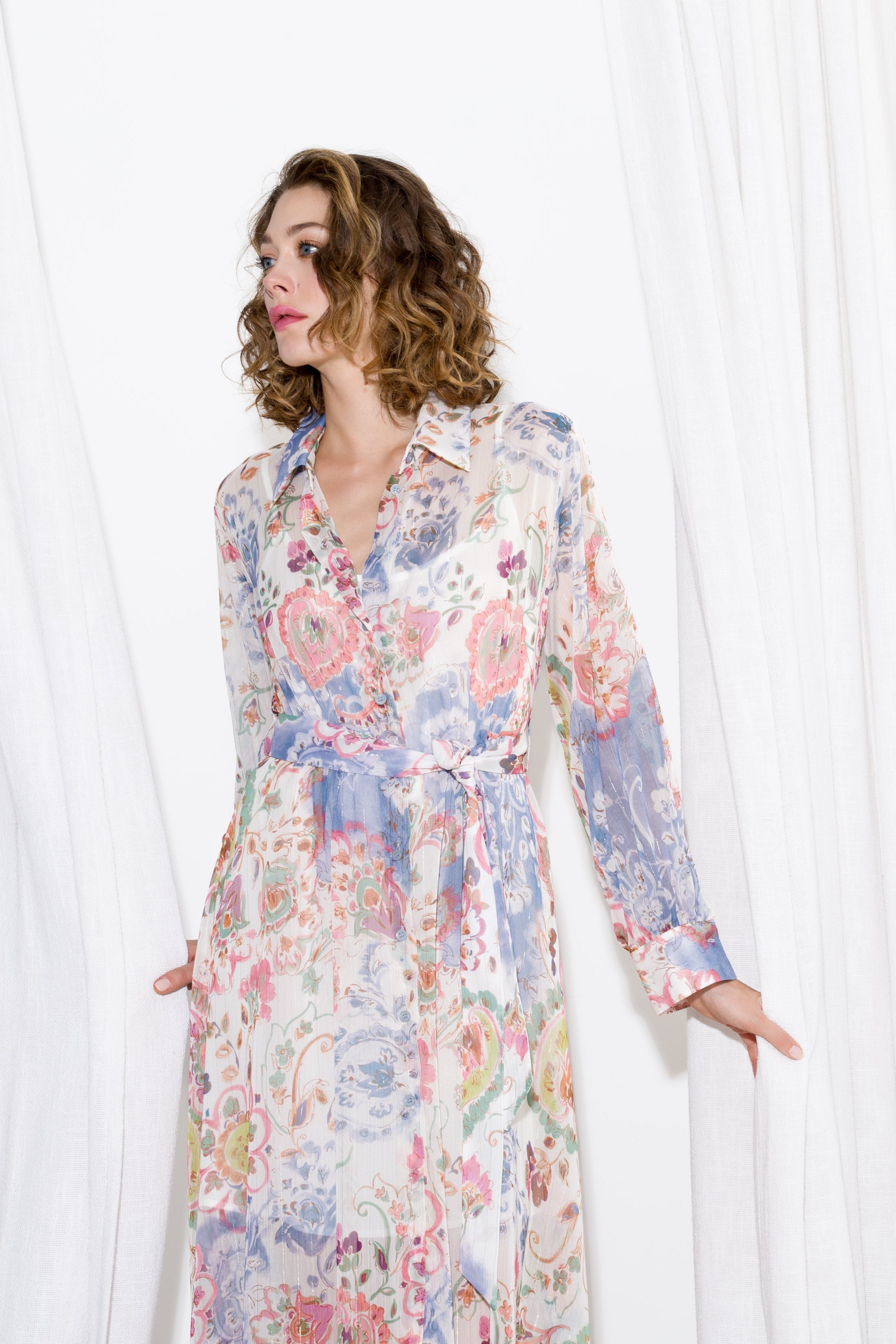 Abito midi stampa cachemire