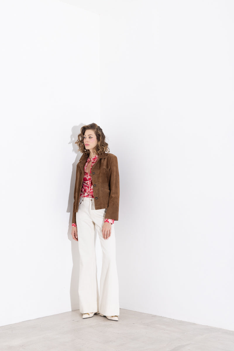 Giacca in pelle scamosciata