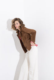 Giacca in pelle scamosciata