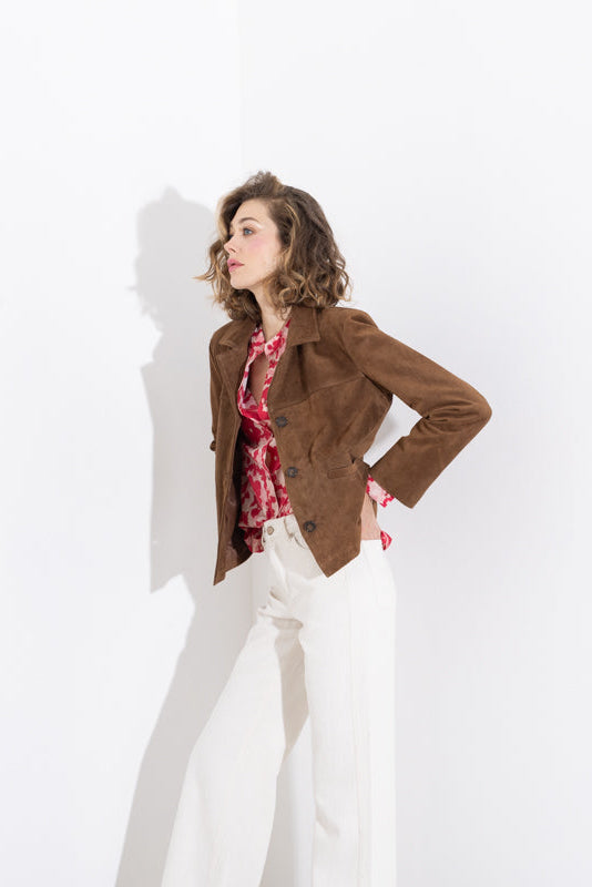 Giacca in pelle scamosciata