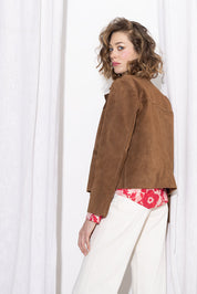 Giacca in pelle scamosciata