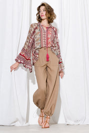 Pantalone in lino enzimato cargo - Compagnia Italiana