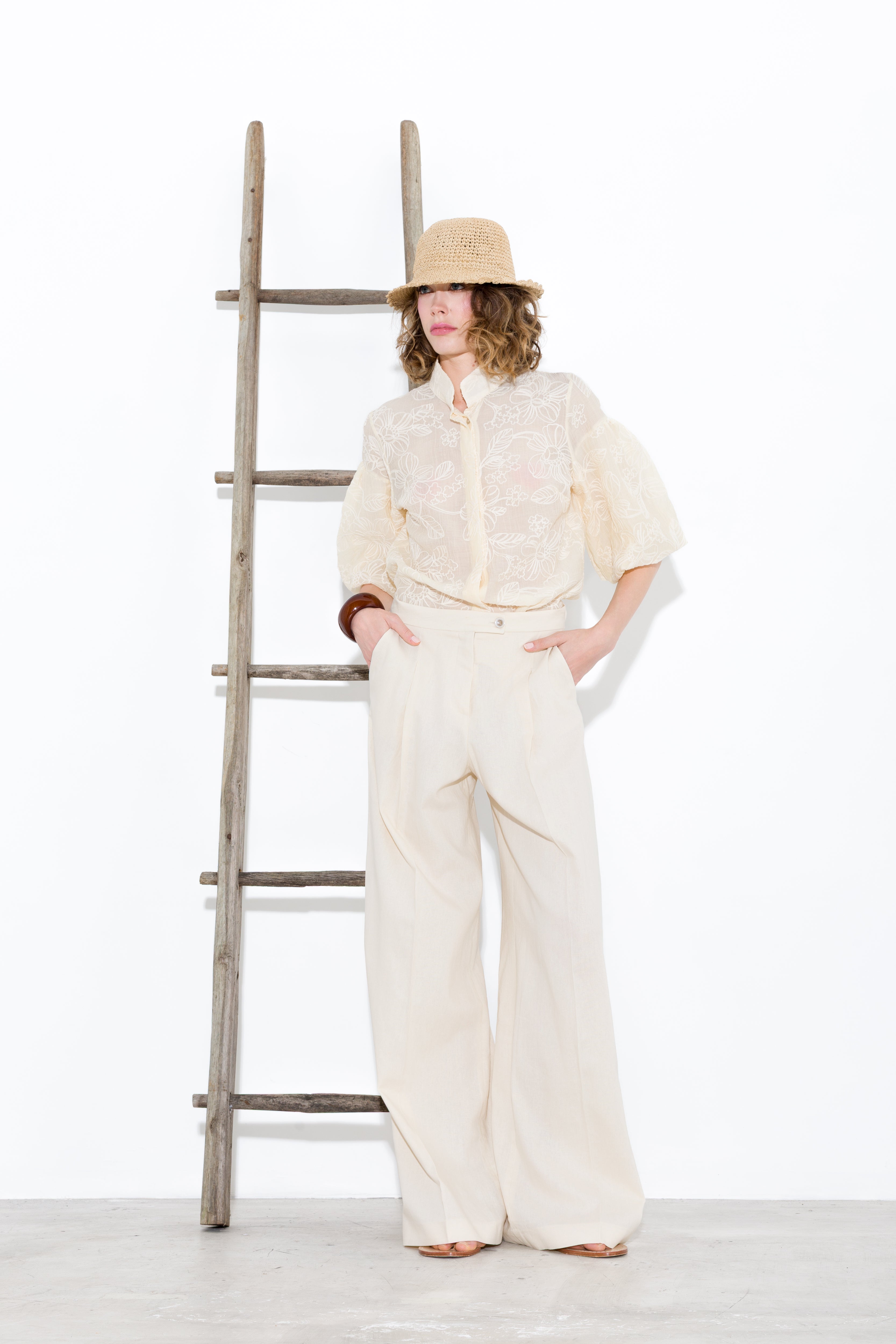 Tencel shirt with embroidery