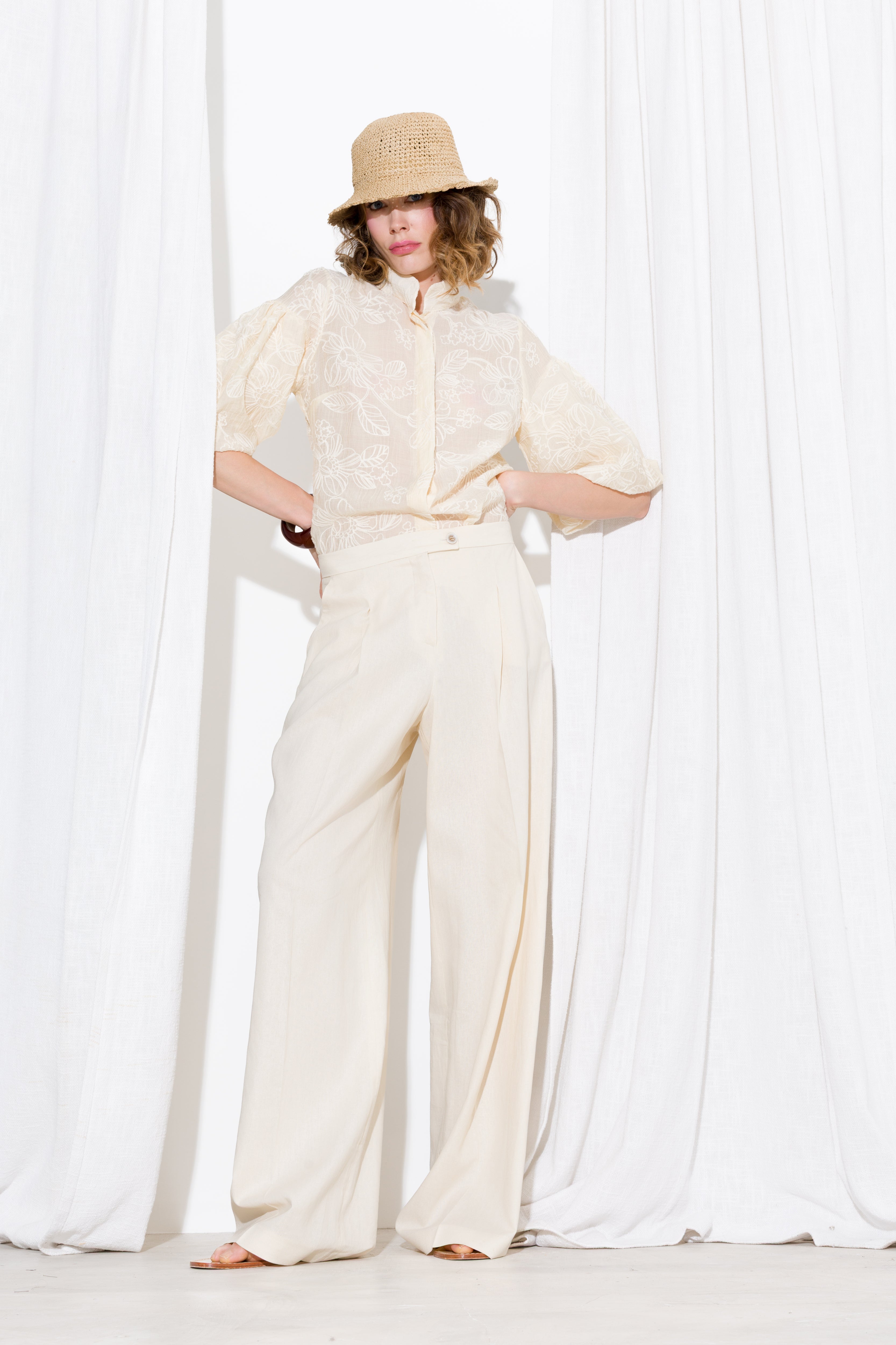 Tencel shirt with embroidery