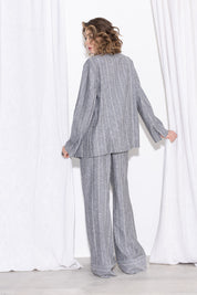 Pantalone gessato in viscosa lino