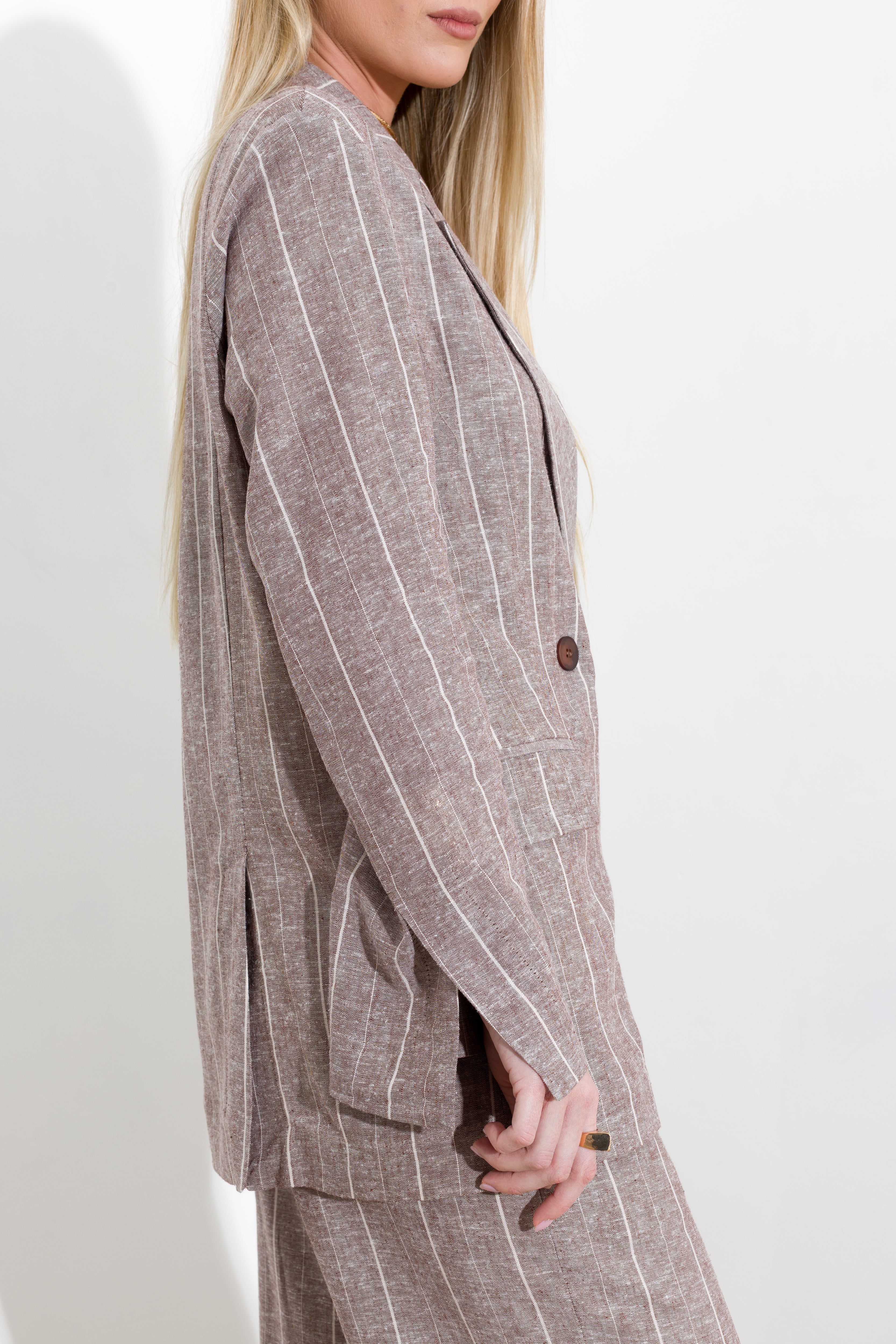 Pinstriped blazer in viscose linen
