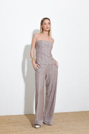 Pinstriped trousers in viscose linen