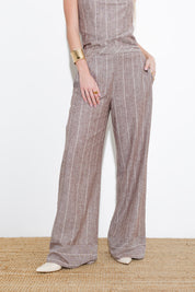 Pinstriped trousers in viscose linen