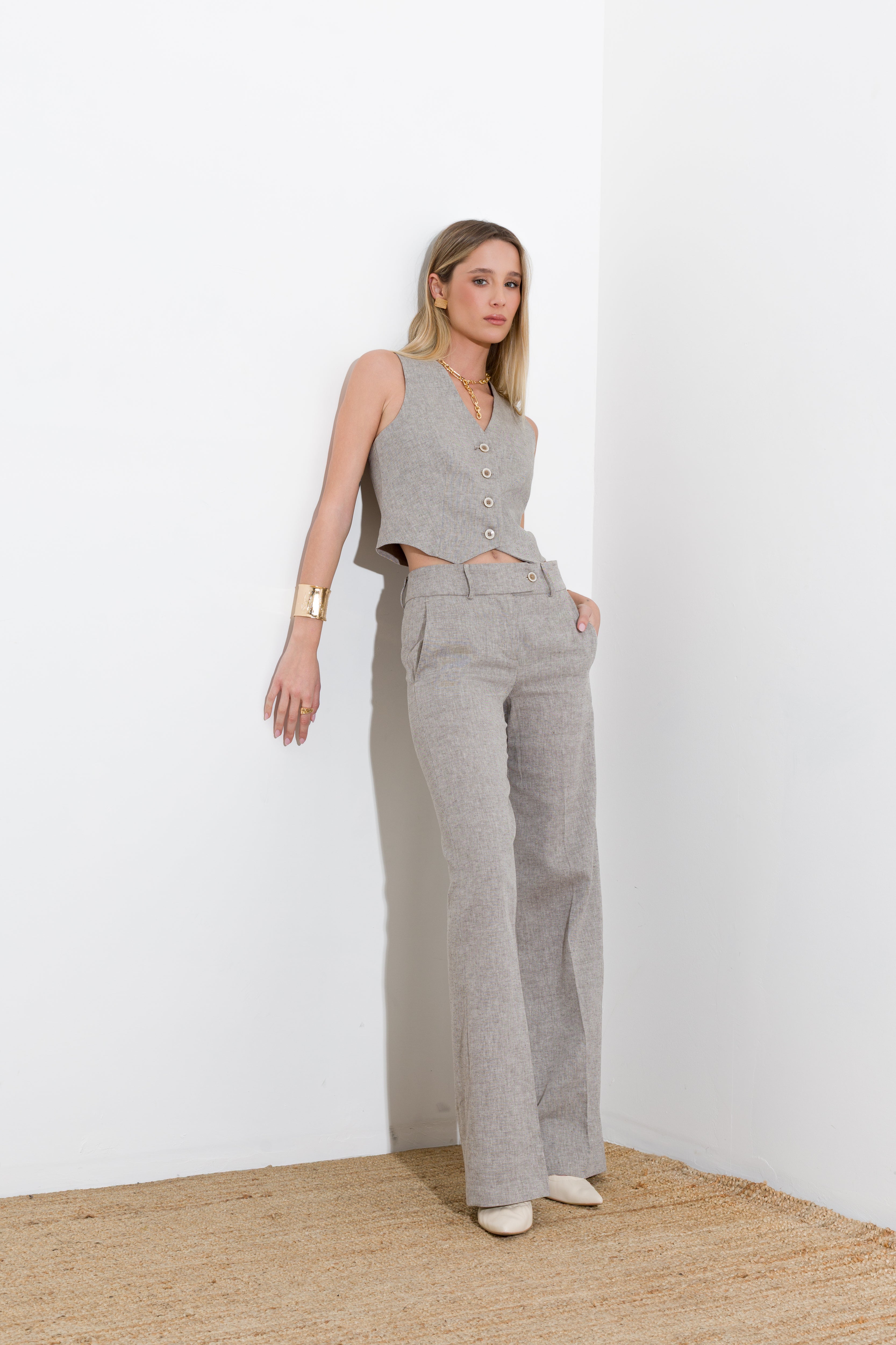 Linen and cotton vest