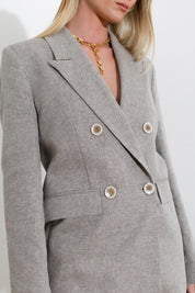 Double-breasted linen and cotton blazer