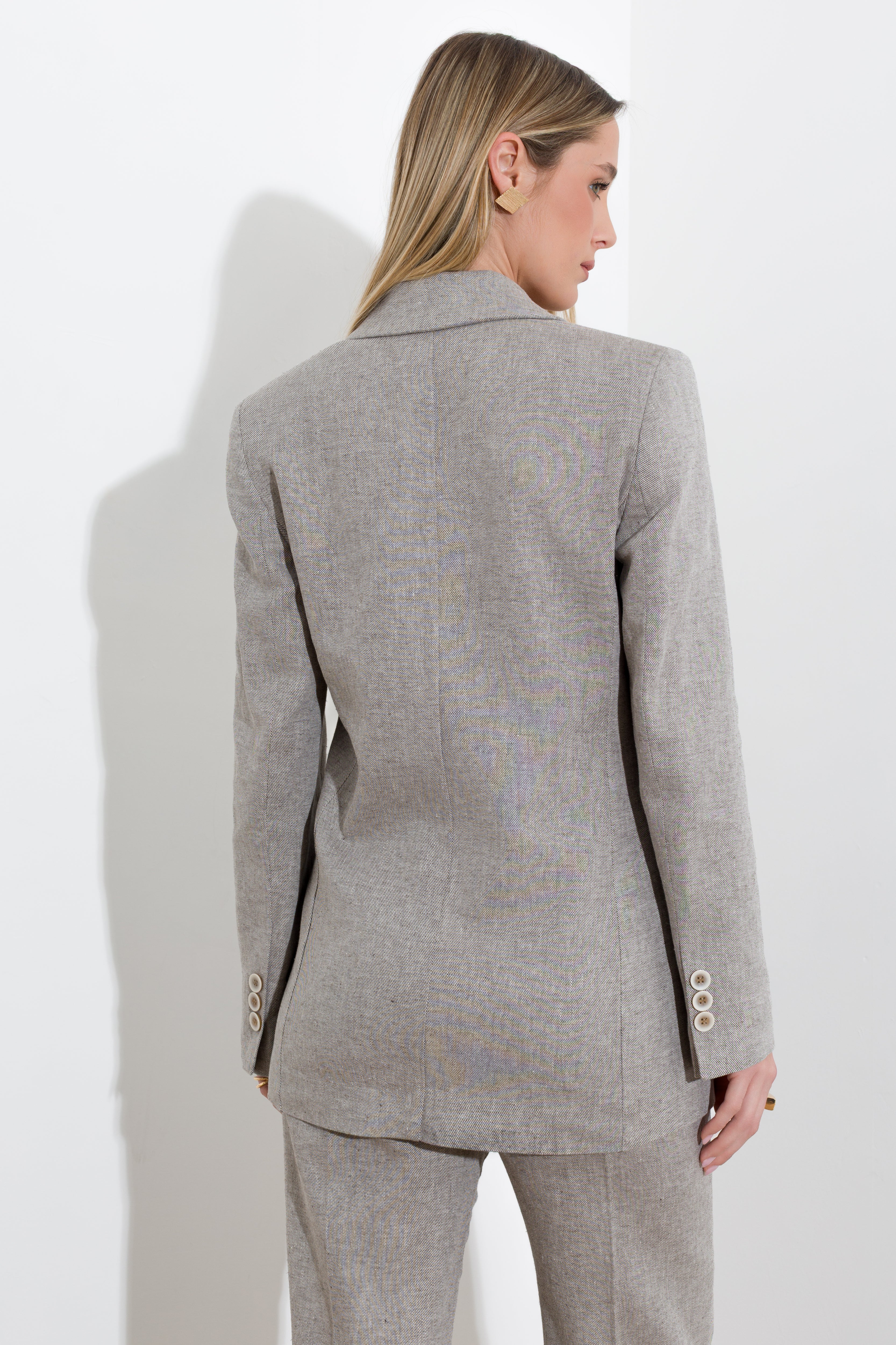 Double-breasted linen and cotton blazer