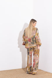 Pantalone in mussola di cotone stampato
