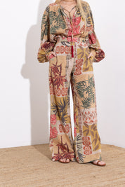 Pantalone in mussola di cotone stampato