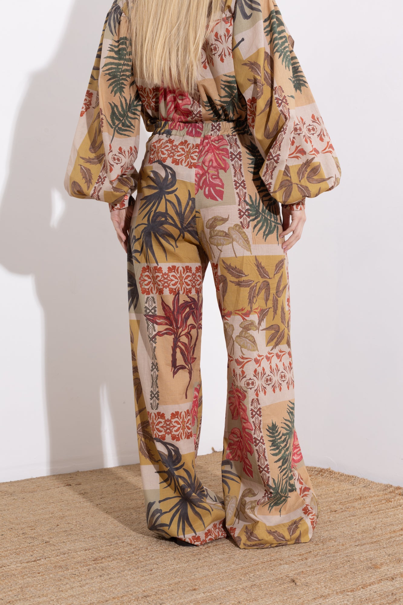 Pantalone in mussola di cotone stampato