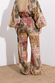 Pantalone in mussola di cotone stampato