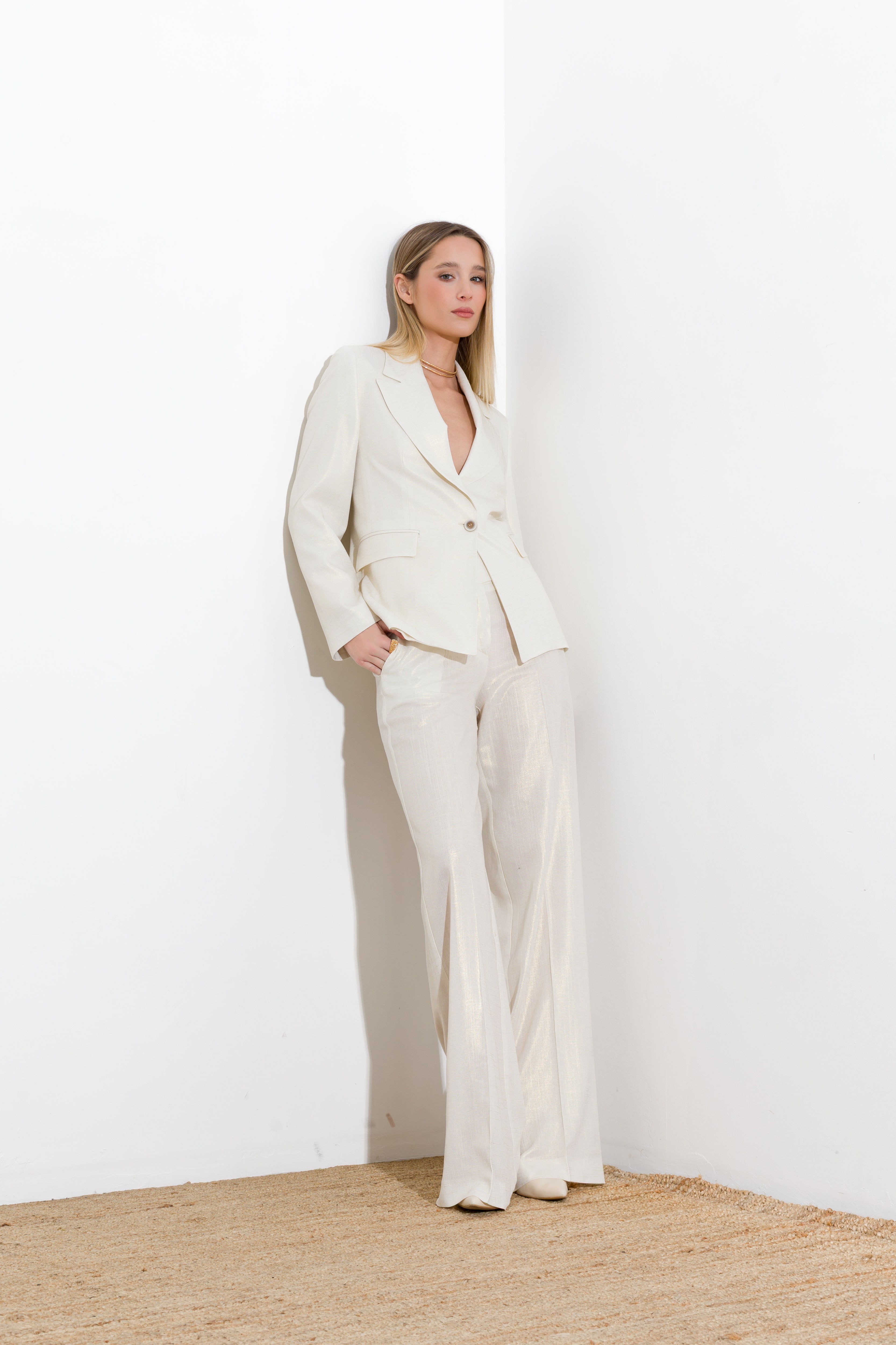 Giacca in lino placcato