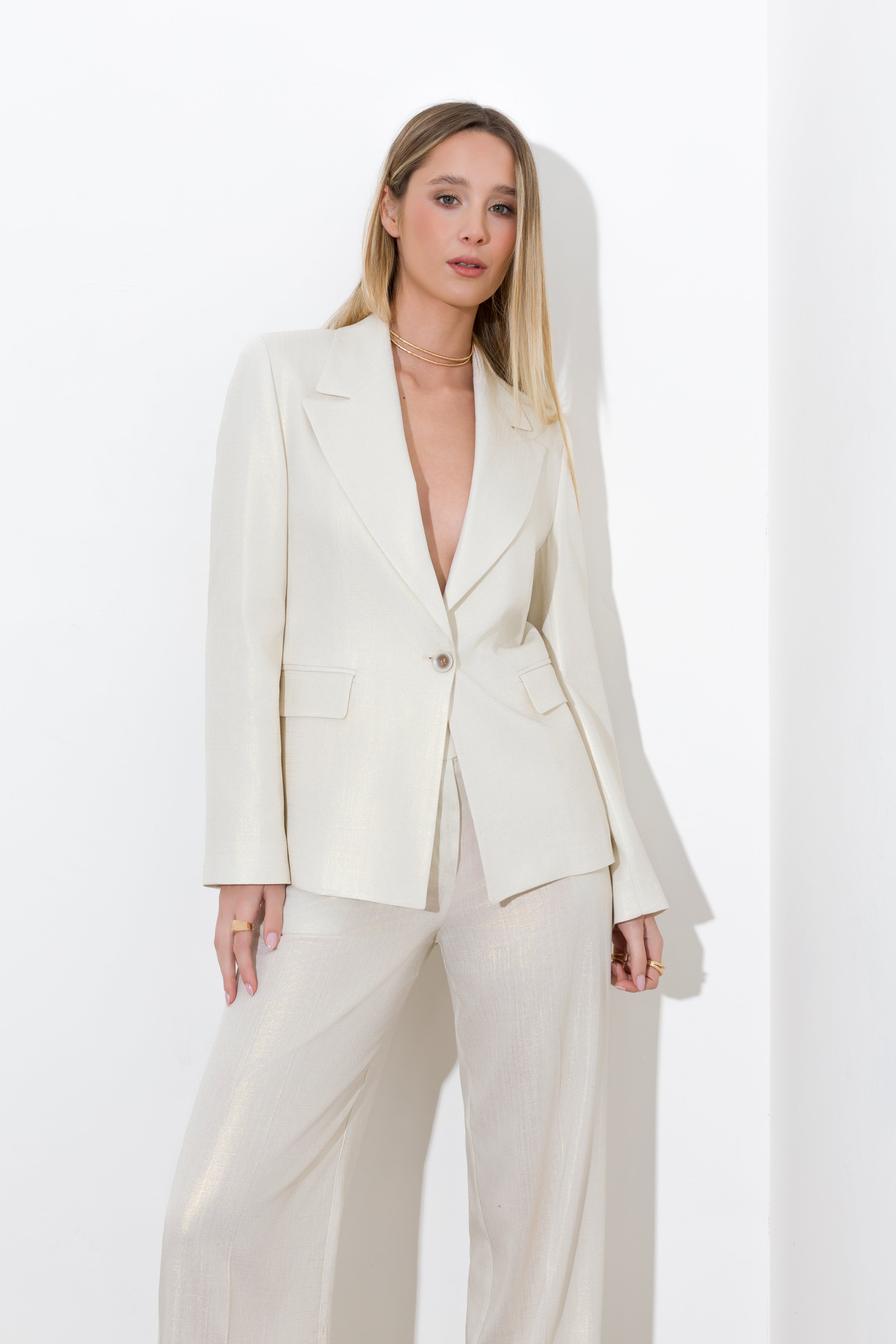 Giacca in lino placcato