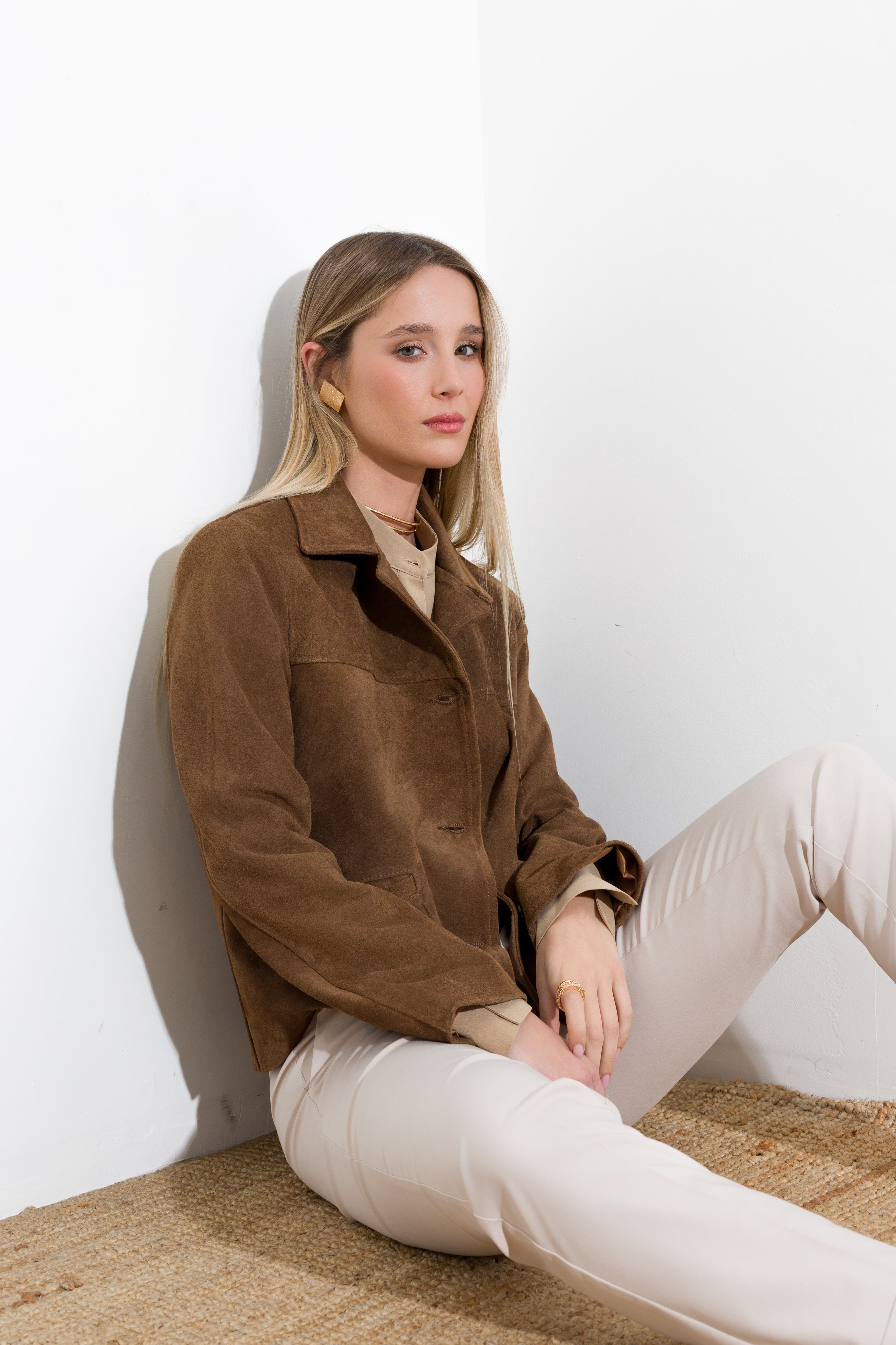 Giacca in pelle scamosciata