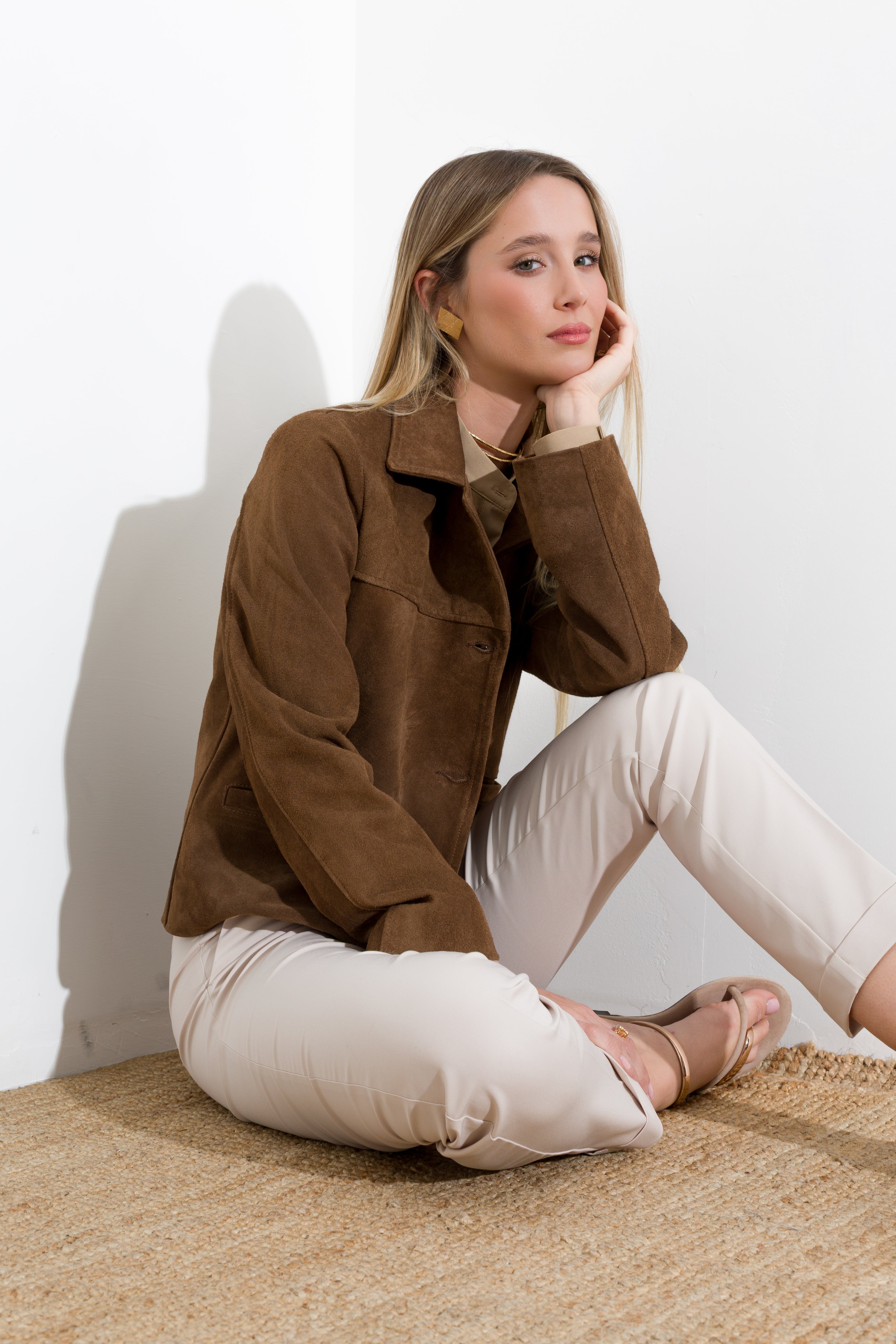 Giacca in pelle scamosciata