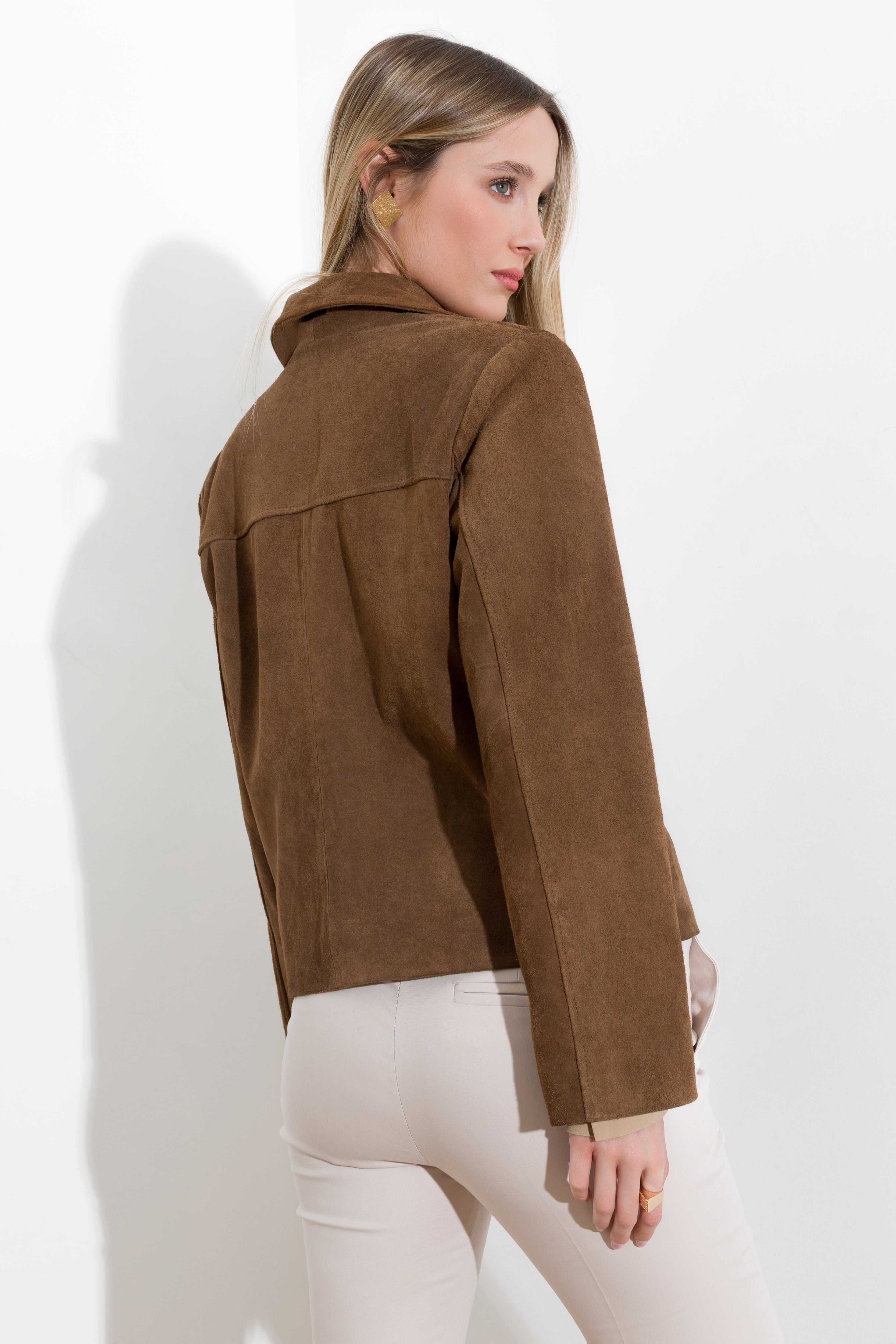 Giacca in pelle scamosciata