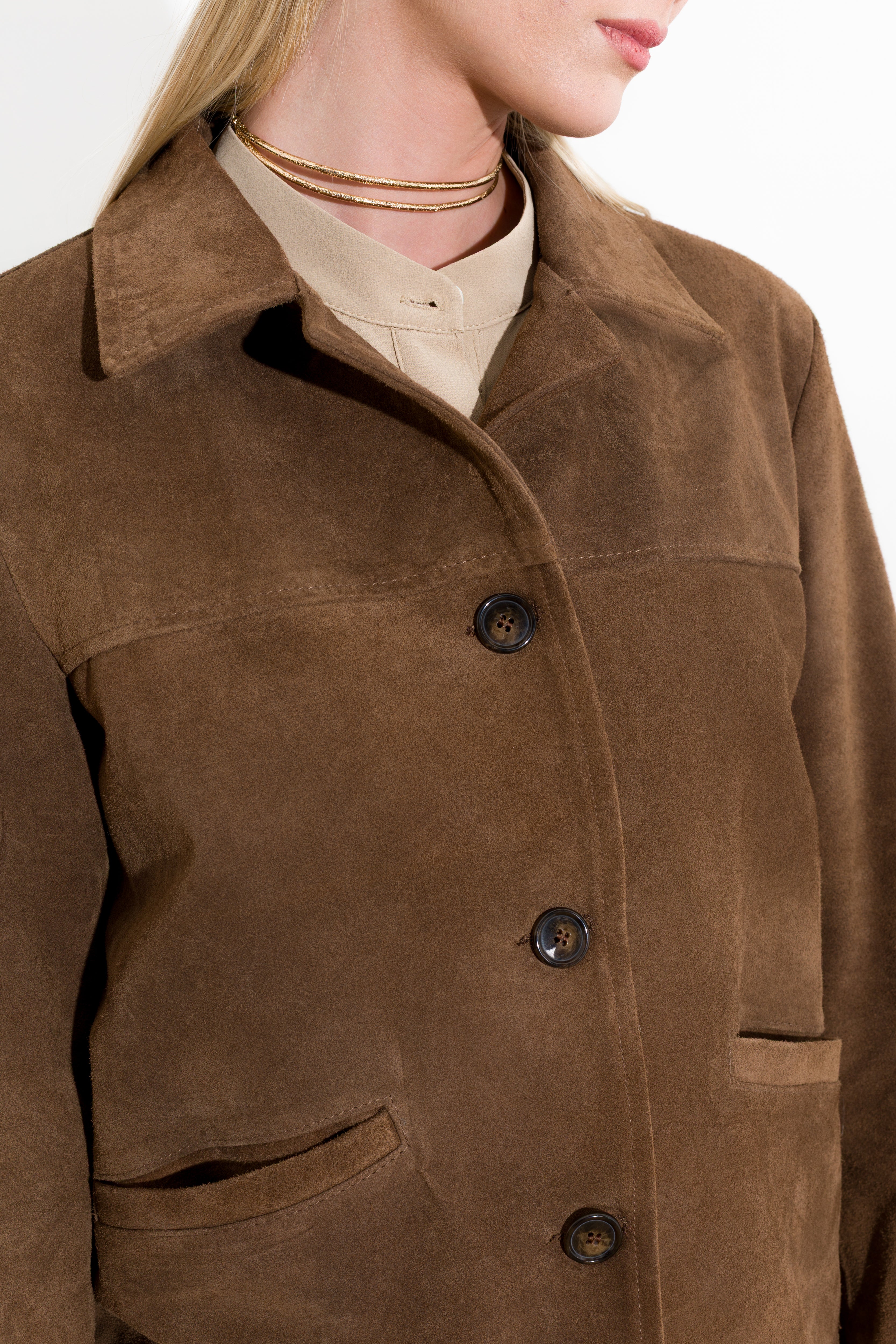 Giacca in pelle scamosciata