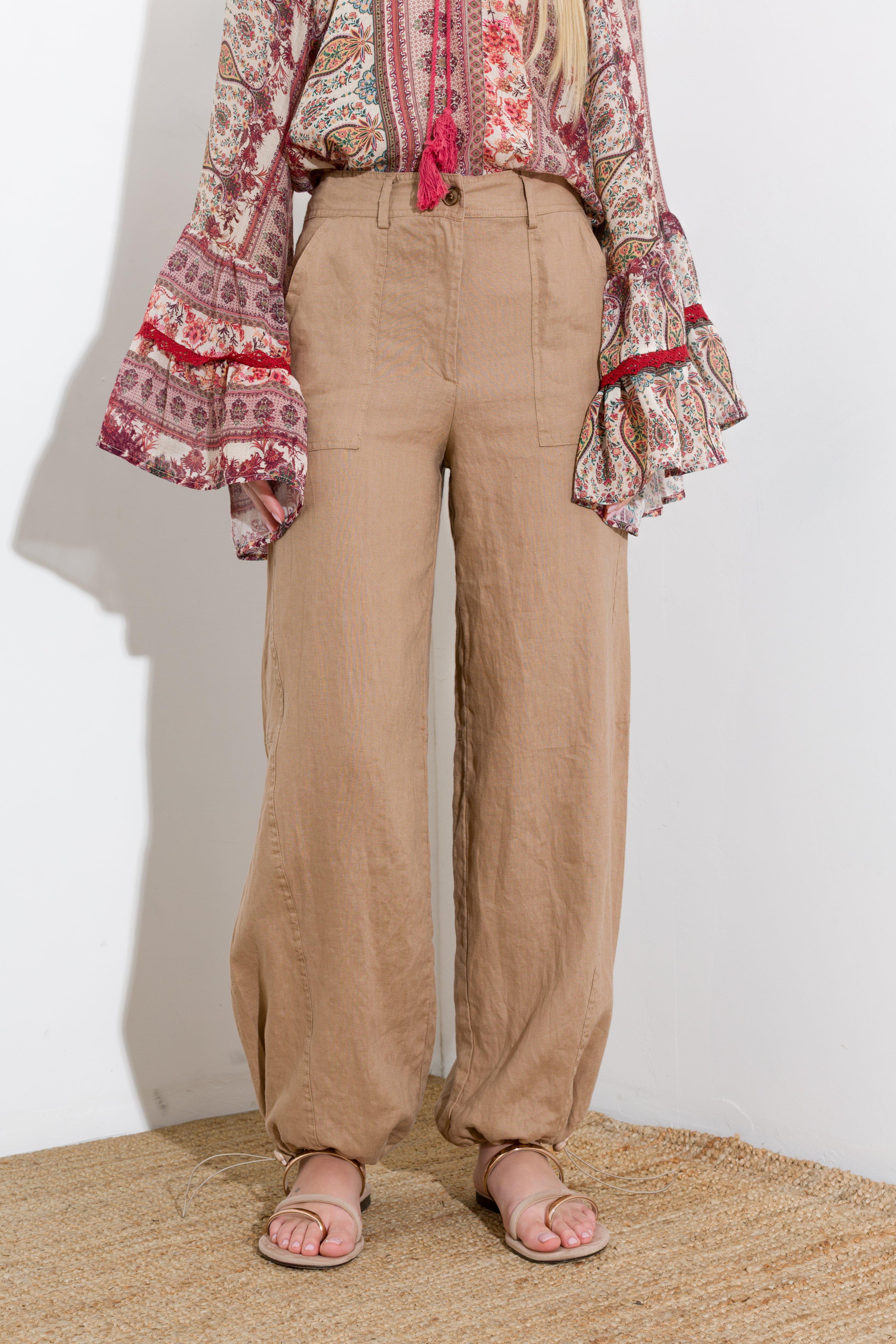 Pantalone in lino enzimato cargo - Compagnia Italiana