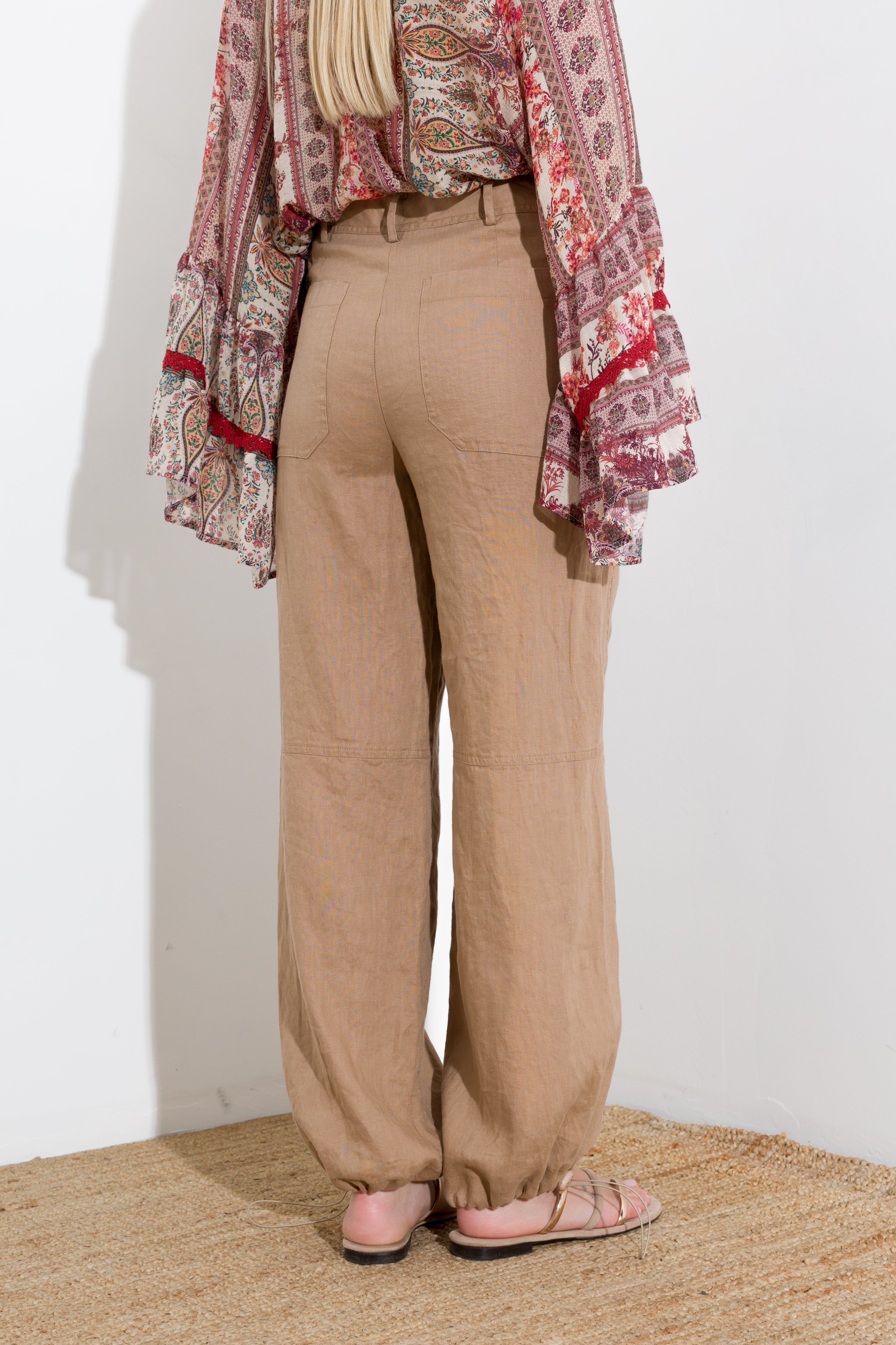 Pantalone in lino enzimato cargo - Compagnia Italiana