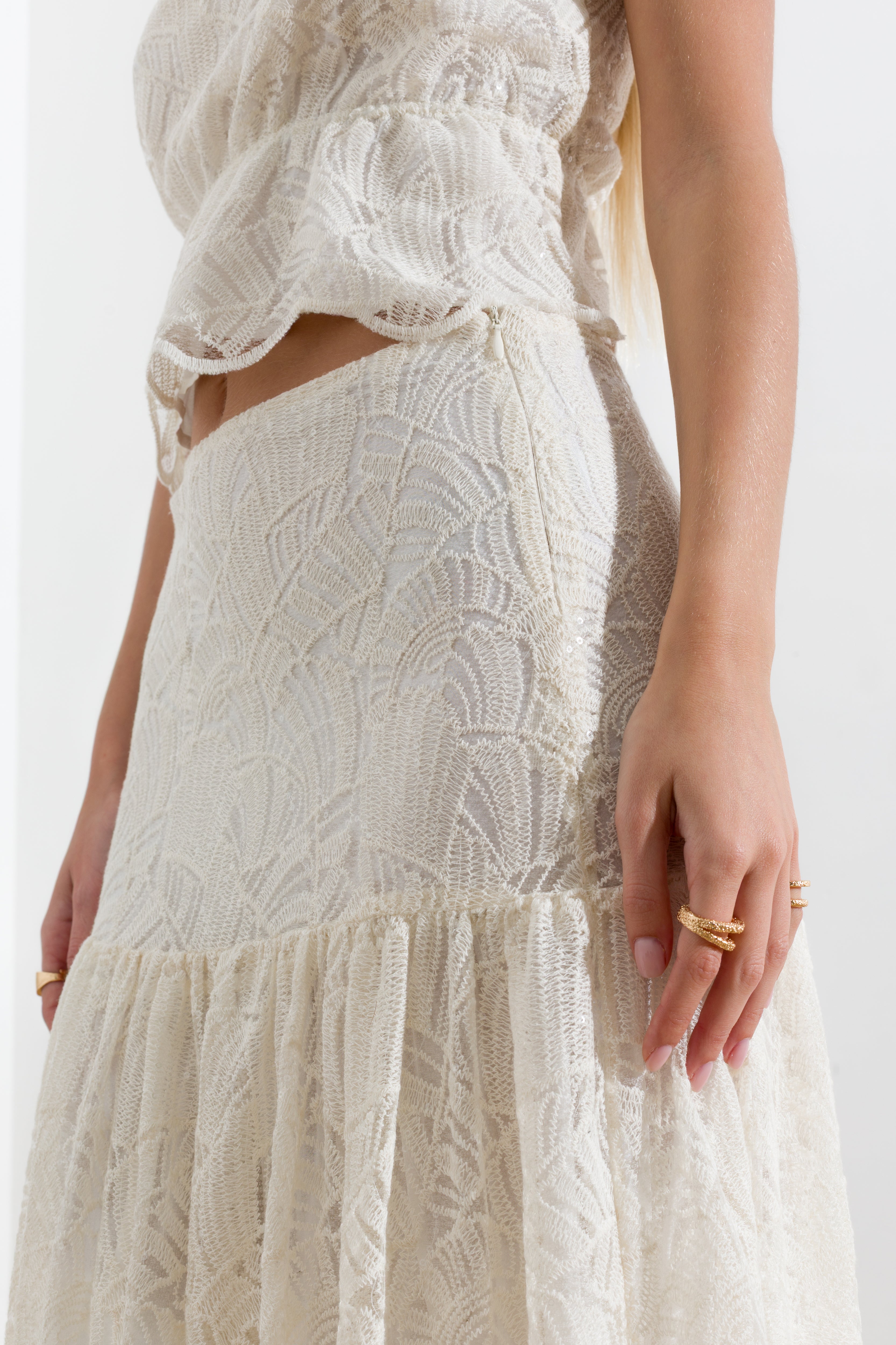 Gonna lunga con cotone e paillettes
