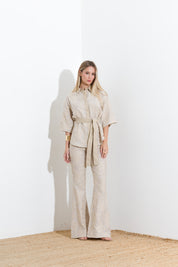 Embroidered blend shirt jacket