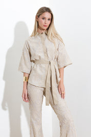 Embroidered blend shirt jacket