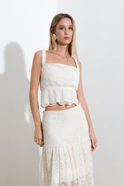 Top crop in cotone e paillettes