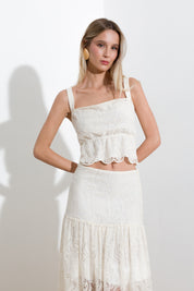 Top crop in cotone e paillettes