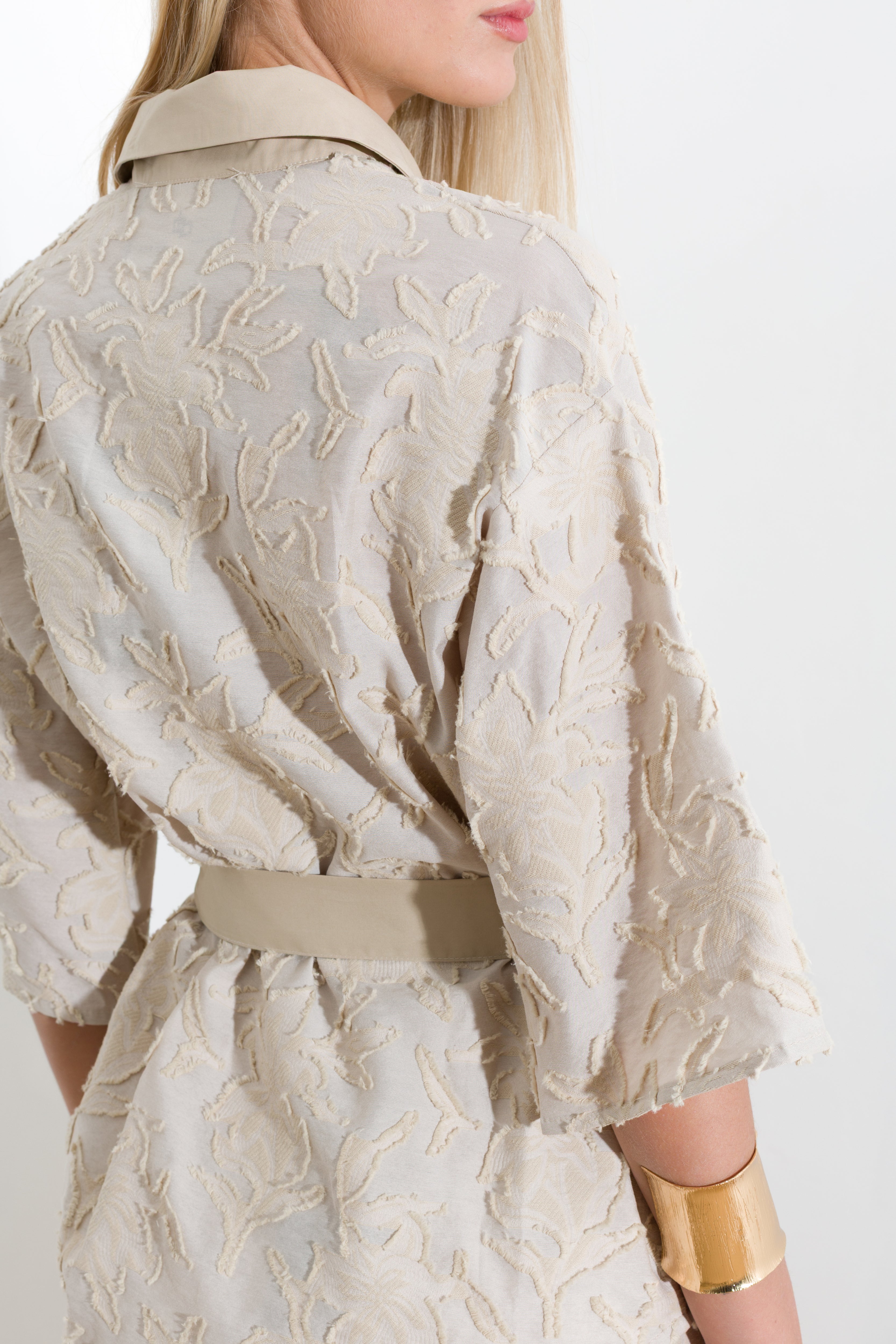 Embroidered blend shirt jacket