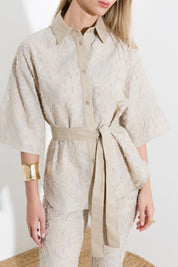 Embroidered blend shirt jacket